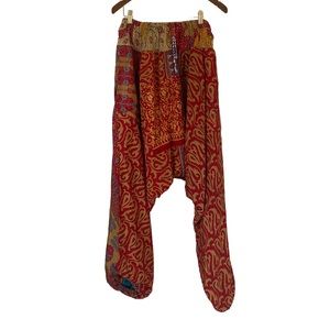 Reversible 100% silk Harem pants drop crotch